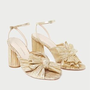 Loeffler Randall Camellia Gold Pleated Bow Heel